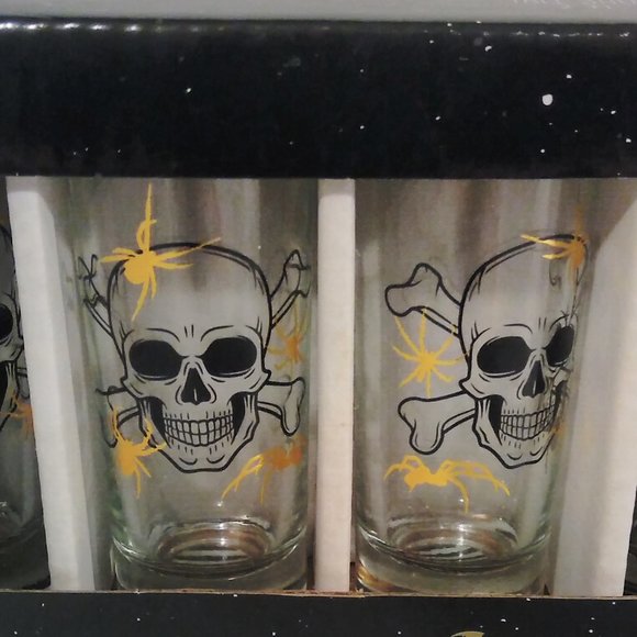 CANDY SKULL TALL SHOOTERS SHOT GLASSES Set of 4 NEW - Picture 4 of 8